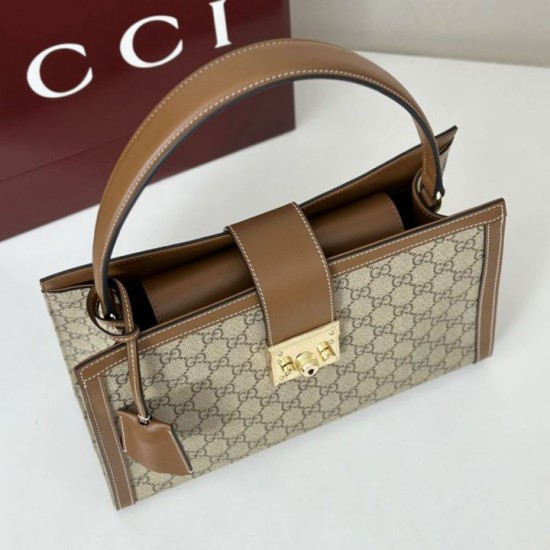 Cloni Borse Replica Gucci Padlock Small con manico superiore 838991 Marrone firmate