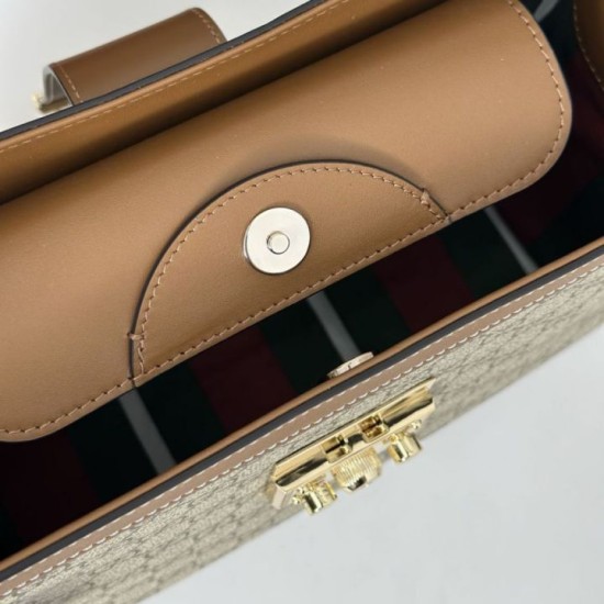 Cloni Borse Replica Gucci Padlock Small con manico superiore 838991 Marrone firmate