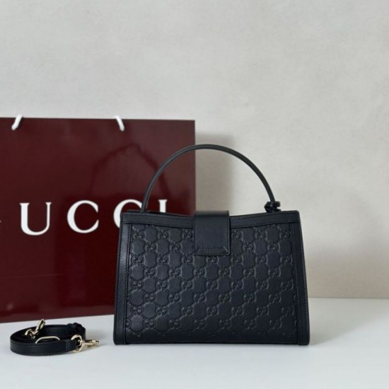 Cloni Borse Replica Gucci Padlock Small con manico superiore 838991 Nero firmate