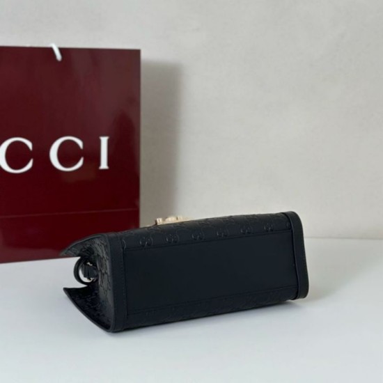 Cloni Borse Replica Gucci Padlock Small con manico superiore 838991 Nero firmate