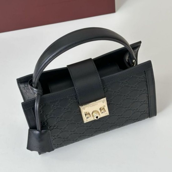 Cloni Borse Replica Gucci Padlock Small con manico superiore 838991 Nero firmate