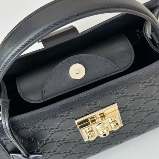 Cloni Borse Replica Gucci Padlock Small con manico superiore 838991 Nero firmate