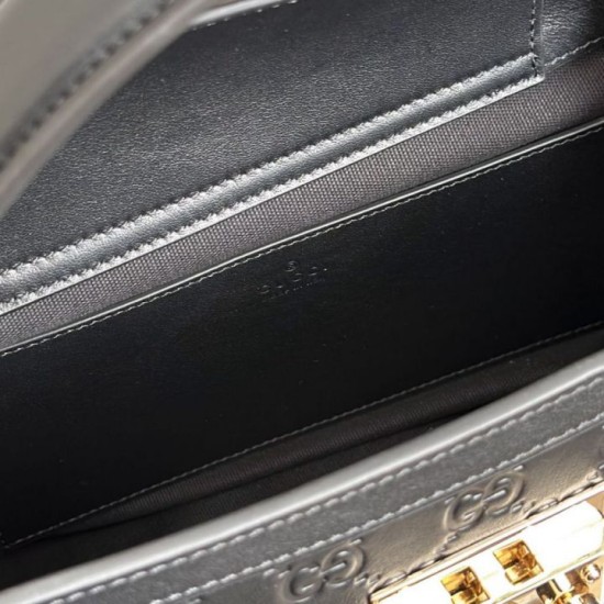 Cloni Borse Replica Gucci Padlock Small con manico superiore 838991 Nero firmate