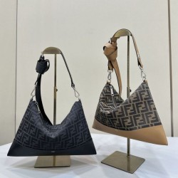 Replica di lusso Borsa a tracolla Hobo Fendi Fendigraphy Nero Imitazioni Cloni Borsa a tracolla Hobo Fendi Fendigraphy Nero firmate