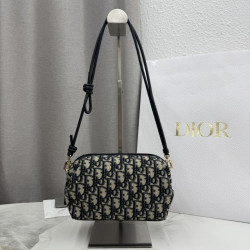 Pochette Borse Dior Bow Dior jacquard Oblique con motivo blu