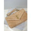 YSL Saint Laurent LouLou Medium in camoscio trapuntato marrone
