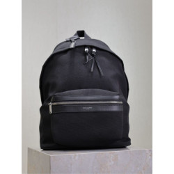 Zaino YSL Saint Laurent City tela con finiture pelle nero