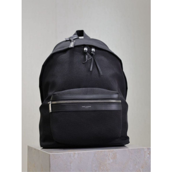 Zaino YSL Saint Laurent City tela con finiture pelle nero