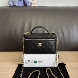 Cloni Borse Imitazioni Chanel Classic Vanity con catena A96186 Nero firmate