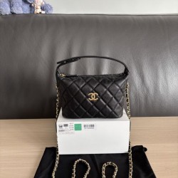 Cloni Borse hobo Chanel 25A Caviar Lunch Box Nero firmate