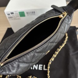 Replica di lusso Borse hobo Chanel 25A Caviar Lunch Box Nero Imitazioni Cloni Borse hobo Chanel 25A Caviar Lunch Box Nero firmate