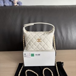 Cloni Borse hobo Chanel 25A Caviar Lunch Box Bianco firmate