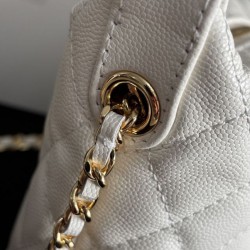 Replica di lusso Borse hobo Chanel 25A Caviar Lunch Box Bianco Imitazioni Cloni Borse hobo Chanel 25A Caviar Lunch Box Bianco firmate