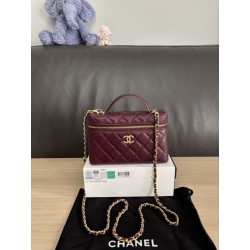 Replica Perfetta Chanel Classic Vanity con catena A96186 Borgogna