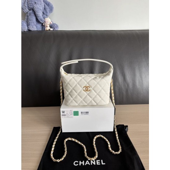 Borse hobo Chanel 25A Caviar Lunch Box Bianco