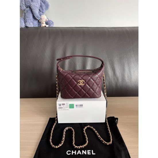 Borse hobo Chanel 25A Caviar Lunch Box bordeaux