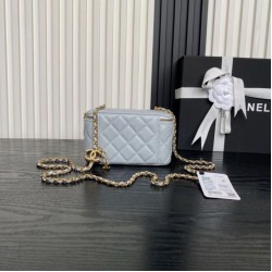 Replica di lusso Beauty case piccolo Chanel con tracolla a catena Ap3940 Blu Imitazioni Cloni Beauty case piccolo Chanel con tracolla a catena Ap3940 Blu firmate