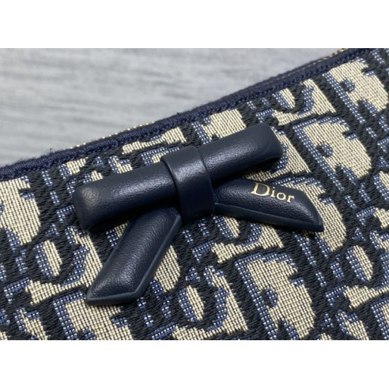 Cloni Pochette Dior Oblique Bow con catena Blu firmate