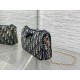 Cloni Pochette Dior Oblique Bow con catena Blu firmate