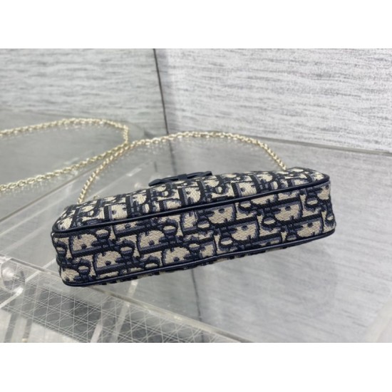 Cloni Pochette Dior Oblique Bow con catena Blu firmate