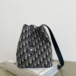 Replica di lusso Borsa a secchiello piccola Diorstar Dior jacquard obliquo blu Imitazioni Cloni Borsa a secchiello piccola Diorstar Dior jacquard obliquo blu firmate