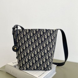 Cloni Borsa a secchiello piccola Diorstar Dior jacquard obliquo blu firmate