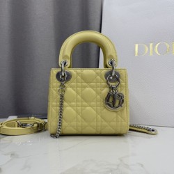 Cloni Qualità superiore replica Dior Lady Dior Mini Cannage Gialla firmate