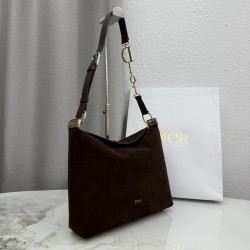 Borsa a tracolla Media Dior Diorly pelle scamosciata cioccolato Borsa a tracolla Media Dior Diorly pelle scamosciata cioccolato