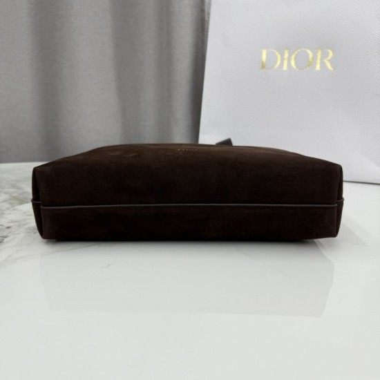 Replica di lusso Borsa a tracolla Media Dior Diorly pelle scamosciata cioccolato Imitazioni Cloni Borsa a tracolla Media Dior Diorly pelle scamosciata cioccolato firmate