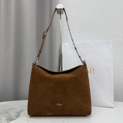 Borsa a tracolla Media Dior Diorly pelle scamosciata Marrone