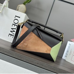 Cloni Qualità superiore replica Piccola Loewe Puzzle Edge in pelle/camoscio multicolore firmate