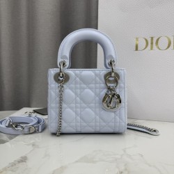 Cloni Qualità superiore replica Dior Lady Dior Mini Cannage Blu firmate