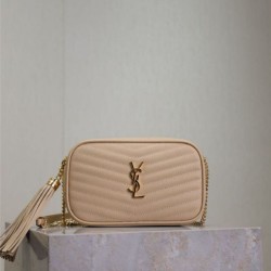 Cloni Borse Imitazioni a tracolla Trapuntato Lou Mini YSL Saint Laurent Albicocca firmate