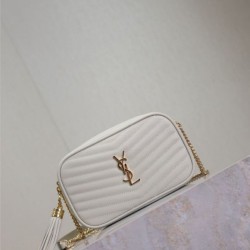 Replica di lusso Borse Firmate a tracolla Trapuntato Lou Mini YSL Saint Laurent Bianco Imitazioni Cloni Borse Firmate Replica a tracolla Trapuntato Lou Mini YSL Saint Laurent Bianco firmate