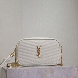 Cloni Borse Firmate Replica a tracolla Trapuntato Lou Mini YSL Saint Laurent Bianco firmate