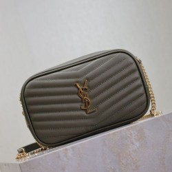 Replica di lusso Borsa a tracolla Trapuntato Lou Mini YSL Saint Laurent Verde Imitazioni Cloni Borsa a tracolla Trapuntato Lou Mini YSL Saint Laurent Verde firmate