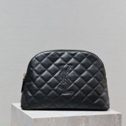 Cloni Pochette grande YSL Saint Laurent Cassandre trapuntata e ricamata Nera firmate