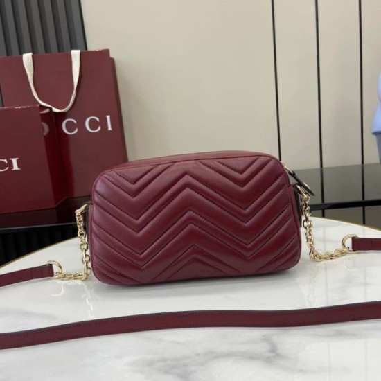 Replica di lusso Borsa a tracolla Piccola Gucci 855273 GG Marmont Rossa Imitazioni Cloni Borsa a tracolla Piccola Gucci 855273 GG Marmont Rossa firmate