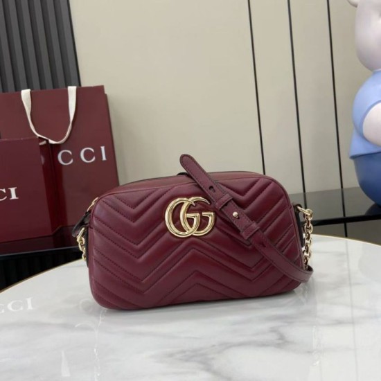 Replica di lusso Borsa a tracolla Piccola Gucci 855273 GG Marmont Rossa Imitazioni Cloni Borsa a tracolla Piccola Gucci 855273 GG Marmont Rossa firmate