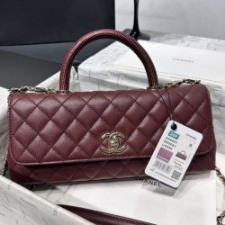Replica di lusso Borse Chanel 26P piccola con manico Coco AS6091 Borgogna Imitazioni Cloni Borse Chanel 26P piccola con manico Coco AS6091 Borgogna firmate