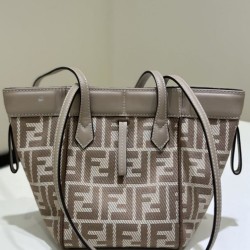 Replica di lusso Mini borsa tote Fendi Origami tessuto jacquard Marrone Imitazioni Cloni Mini borsa tote Fendi Origami tessuto jacquard Marrone firmate