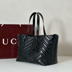 Replica di lusso Borsa tote media Gucci 855279 GG Marmont Nero Imitazioni Cloni Borsa tote media Gucci 855279 GG Marmont Nero firmate