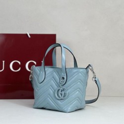 Replica di lusso Borsa tote piccola Gucci GG Marmont 855391 Blu Imitazioni Cloni Borsa tote piccola Gucci GG Marmont 855391 Blu firmate