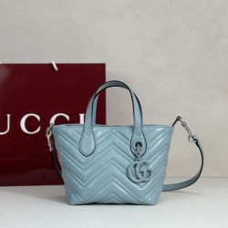 Cloni Borsa tote piccola Gucci GG Marmont 855391 Blu firmate