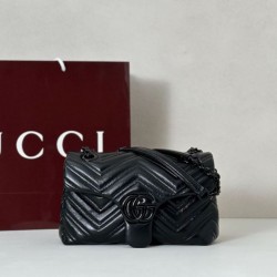 Cloni Borse Firmate Replica a tracolla piccola Gucci GG Marmont 855391 Nero firmate