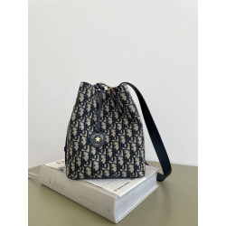 Borsa a secchiello piccola Diorstar Dior jacquard obliquo blu