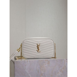 Borse Firmate Replica a tracolla Trapuntato Lou Mini YSL Saint Laurent Bianco