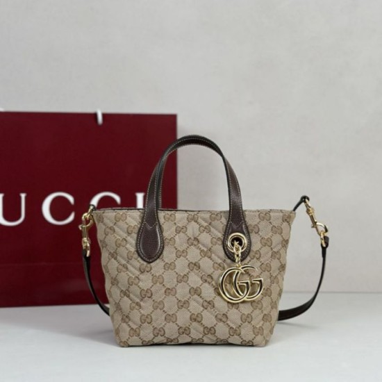 Borsa tote piccola Gucci GG Marmont 855391 Marrone