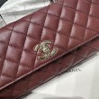 Borse Chanel 26P piccola con manico Coco AS6091 Borgogna