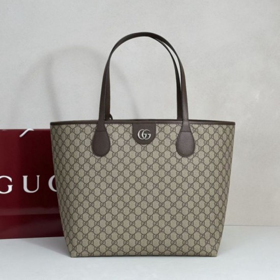 Borse tote media Gucci Ophidia marrone
